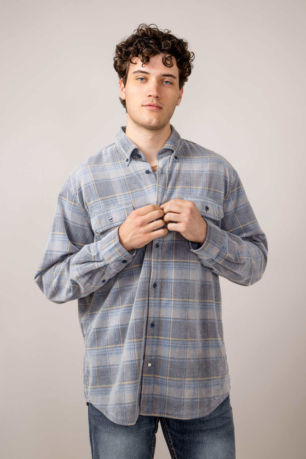 1897 Legends Corduroy Shirt for Men in Ecru Blue