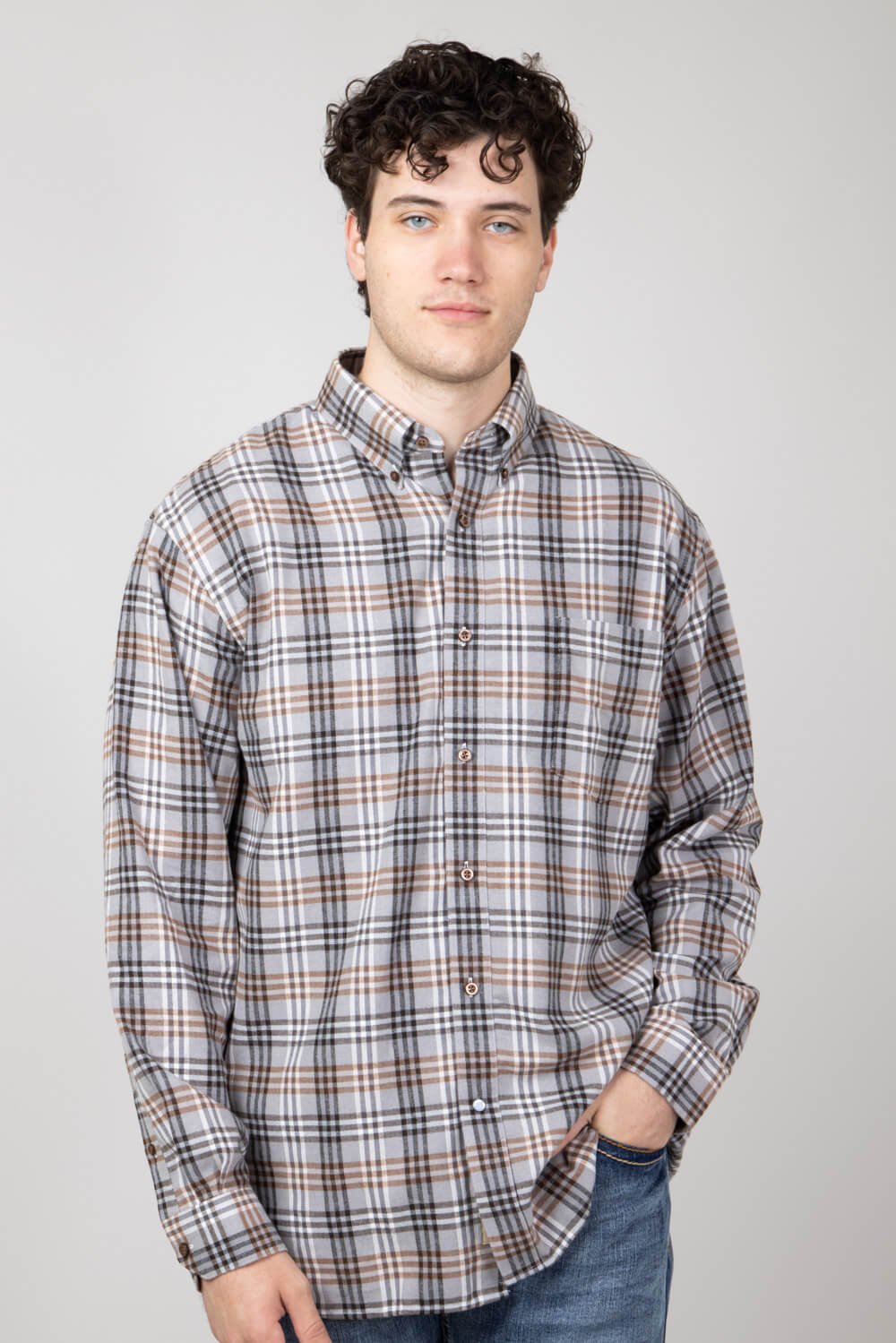 1897 Legends Flannel Shirt for Men in Grey/Brown