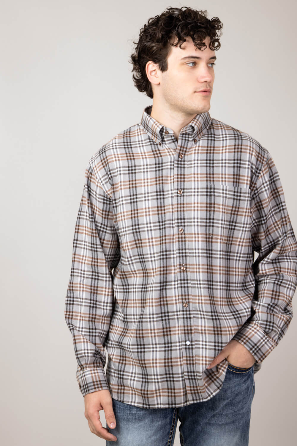 1897 Legends Flannel Shirt for Men in Grey/Brown