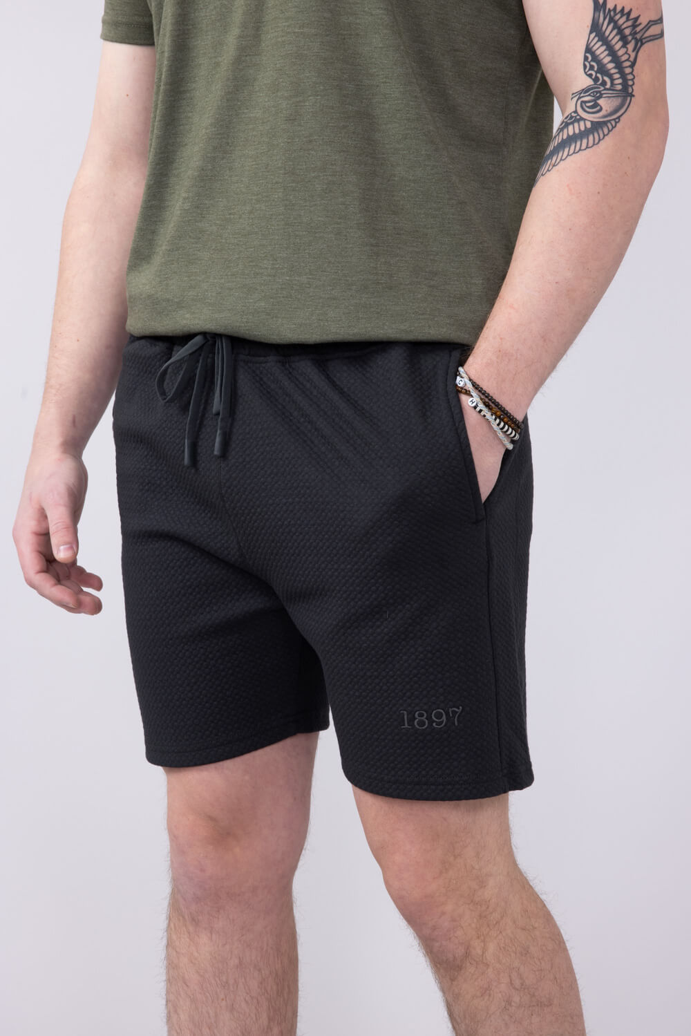 1897 Active Diamond Stretch Shorts for Men in Charcoal 