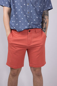 1897 Legends 9” Heavy Washed Twill Flat Front Shorts for Men in Red 