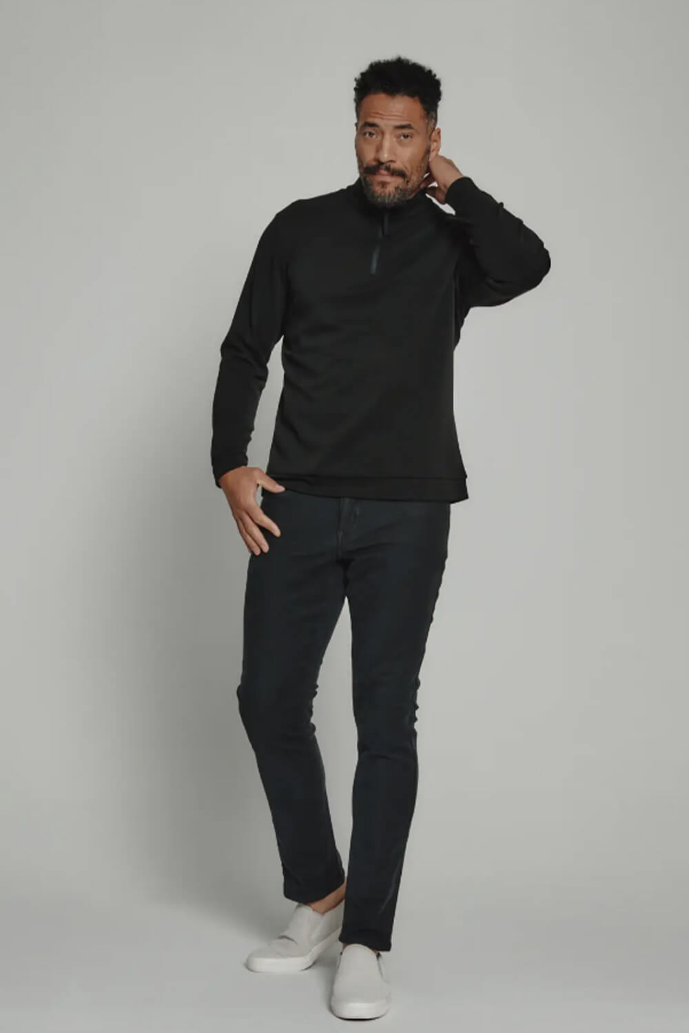 7Diamonds REV Quarter-Zip Pullover for Men in Black