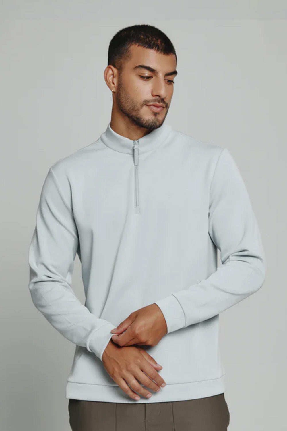 7Diamonds REV Quarter Zip Pullover for Men in Platinum