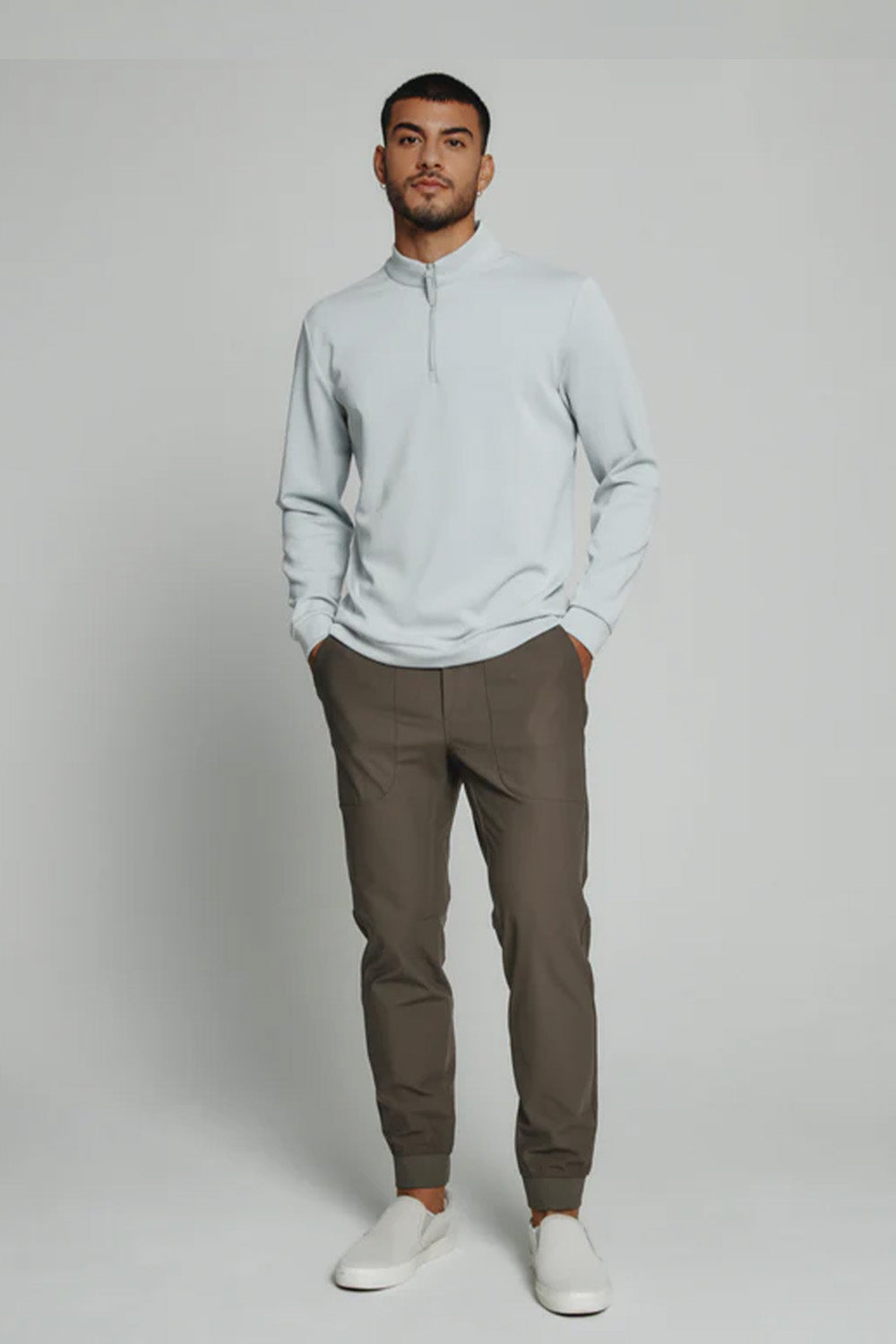 7Diamonds REV Quarter Zip Pullover for Men in Platinum