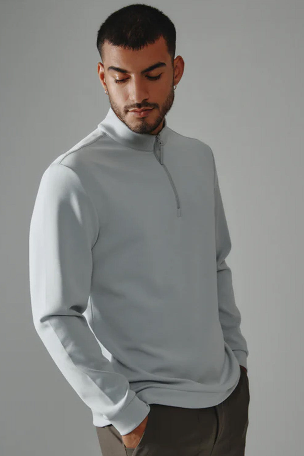 7Diamonds REV Quarter Zip Pullover for Men in Platinum