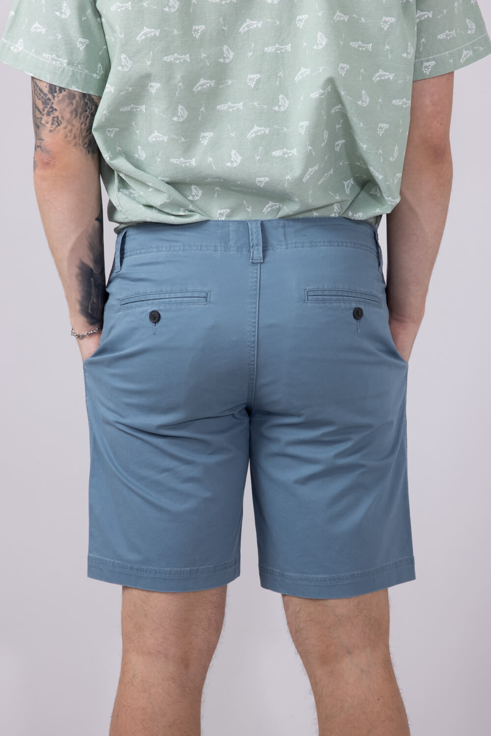 1897 Legends 9” Heavy Washed Twill Flat Front Shorts for Men in Blue
