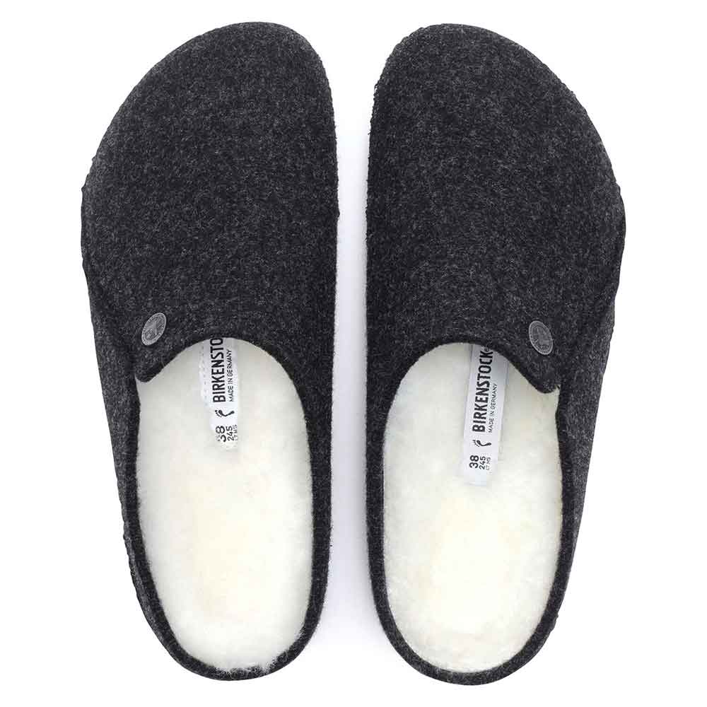Birkenstock Zermatt Wool Felt Shearling Slippers for Men in Anthracite