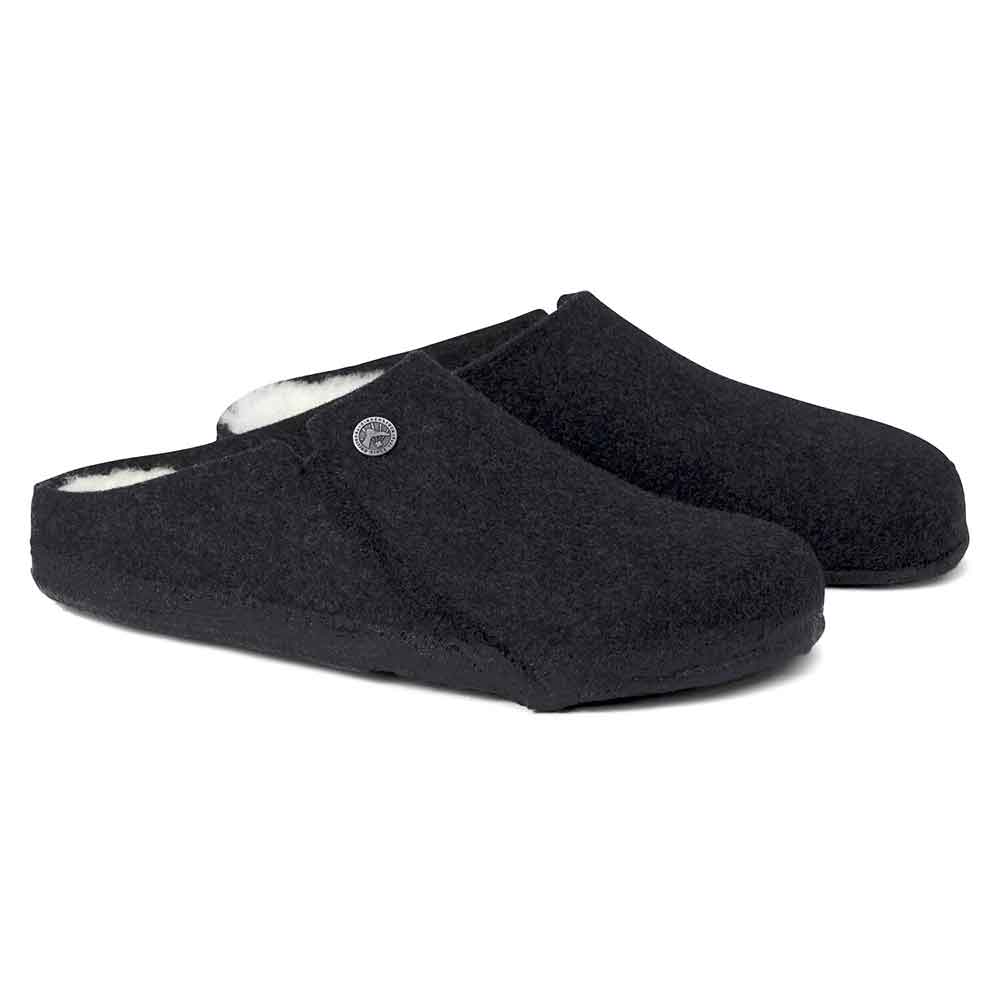 Birkenstock Zermatt Wool Felt Shearling Slippers for Men in Anthracite