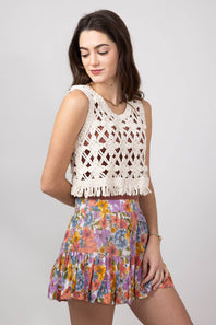 Open Weave Crochet Tank Top for Women in Natural | MAS2881-NATURAL