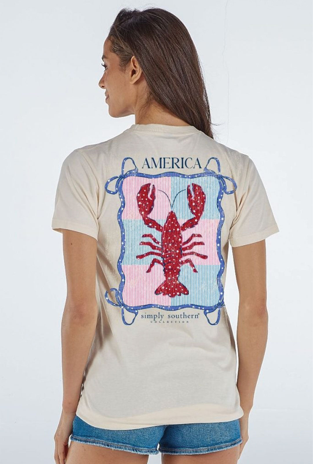 Simply Southern American Lobster T-Shirt for Women in Wisp