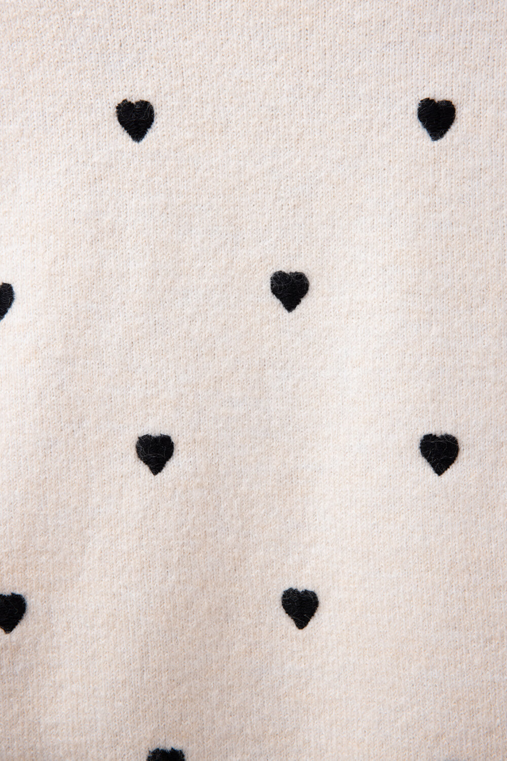 Embroidered Hearts Sweater for Women in Cream/Black
