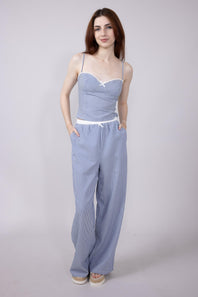 ACOA Pin Stripe Bustier & Pant Set for Women in Blue