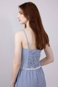 ACOA Pin Stripe Bustier & Pant Set for Women in Blue