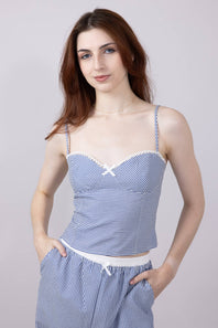 ACOA Pin Stripe Bustier & Pant Set for Women in Blue