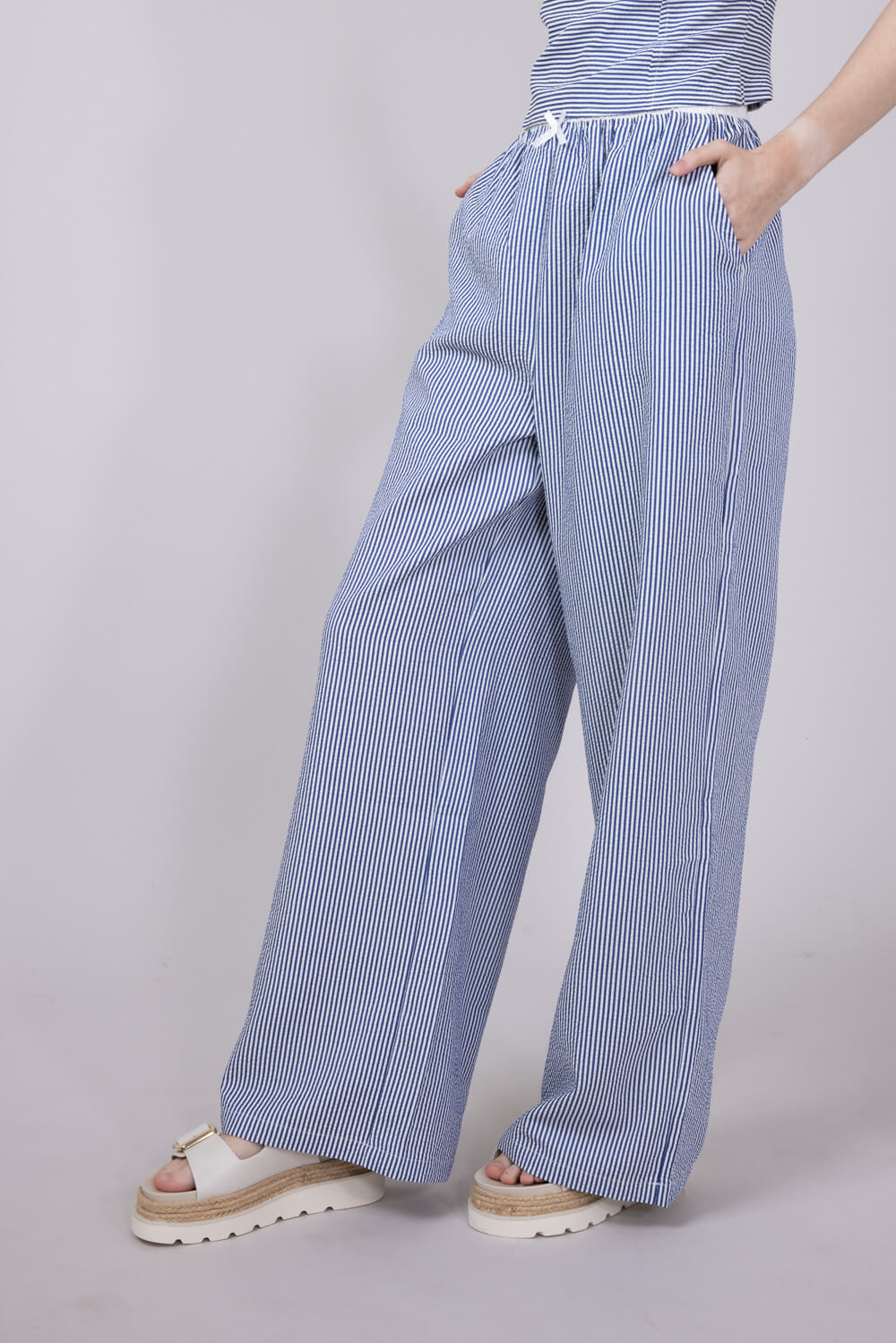 ACOA Pin Stripe Bustier & Pant Set for Women in Blue