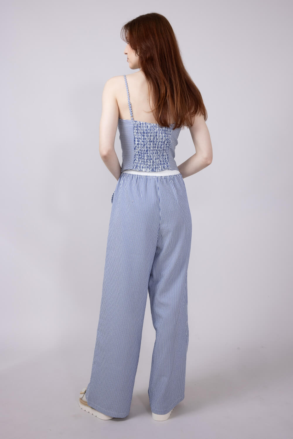 ACOA Pin Stripe Bustier & Pant Set for Women in Blue