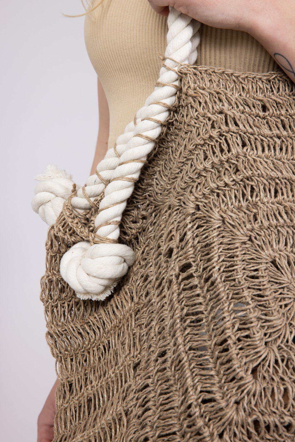Jute Bag with Rope Handle in Natural