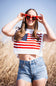 American Flag Sweater for Women in White