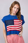 American Flag Sweater for Women in Blue