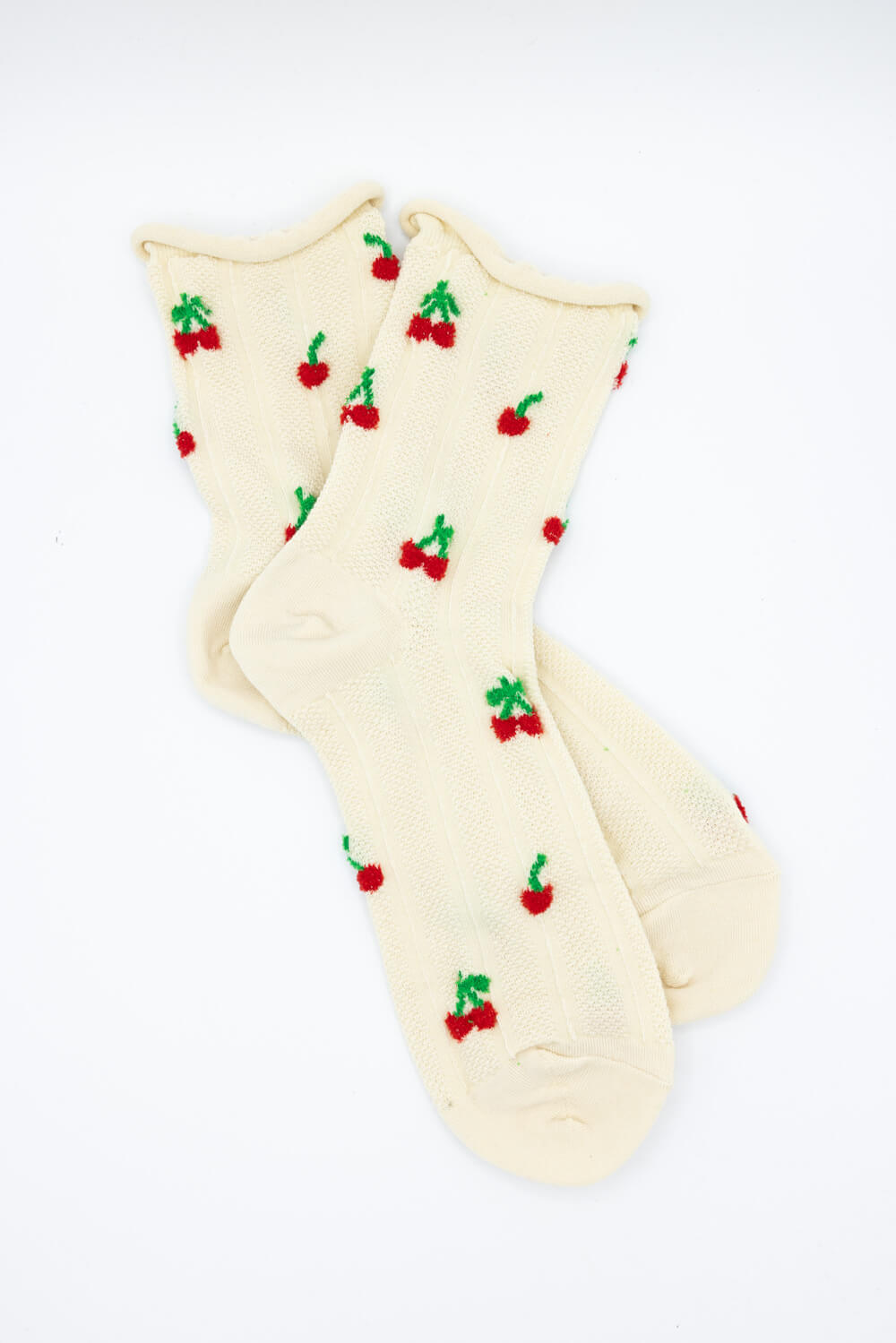 Multi Cherries Socks for Women in Ivory