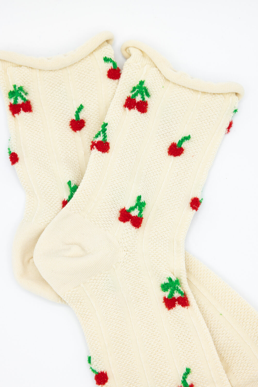 Multi Cherries Socks for Women in Ivory