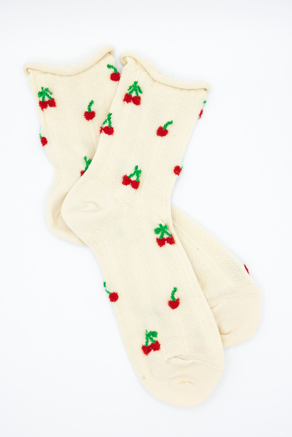 Multi Cherries Socks for Women in Ivory