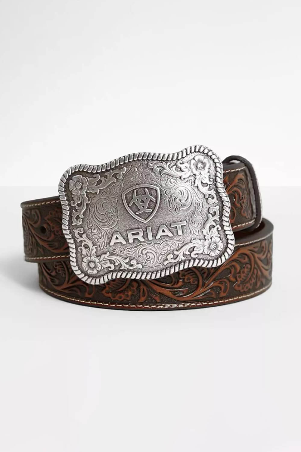 Ariat Embossed Leather Belt for Men in Brown