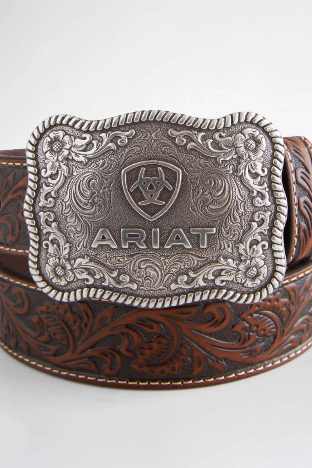 Ariat Embossed Leather Belt for Men in Brown