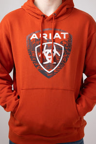 Ariat Forest Badge Hoodie for Men in Dark Orange