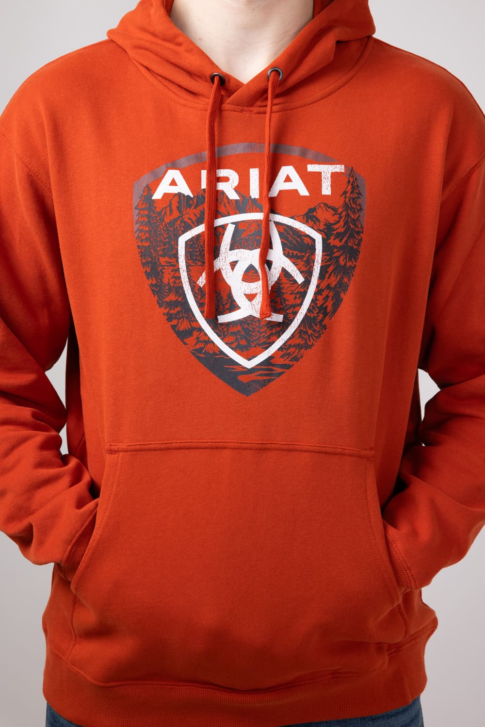 Ariat Forest Badge Hoodie for Men in Dark Orange