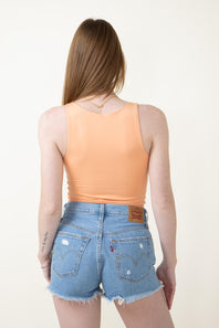 Seamless Double Layer Knit Tank Top for Women in Apricot