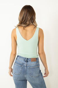 Seamless Double Layer Knit Tank Top for Women in Sprout
