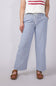 Pinstripe Drawstring Linen Pants for Women in Blue