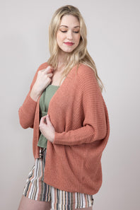 Shaker Stitch Cardigan for Women in Dusty Coral