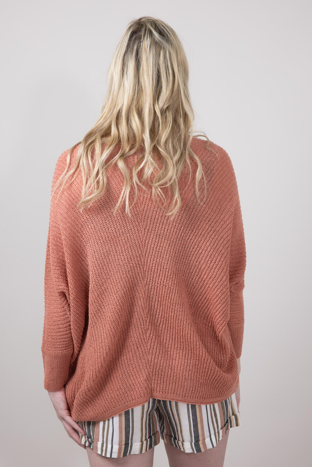 Shaker Stitch Cardigan for Women in Dusty Coral
