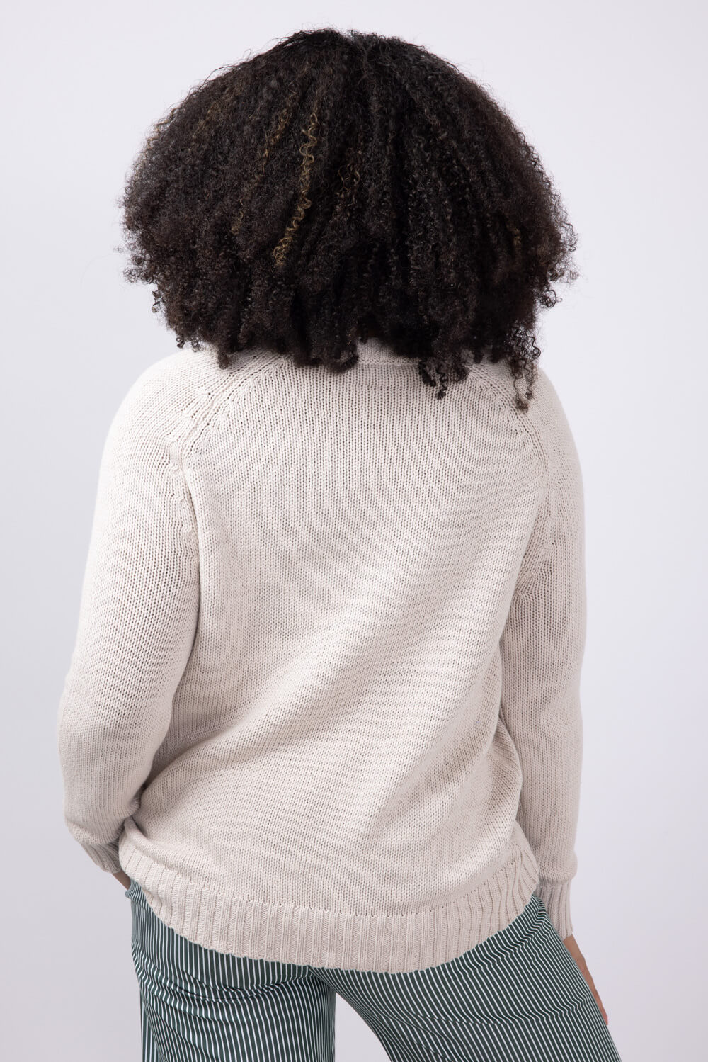 Beach Crewneck Sweater for Women in Khaki 