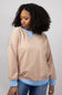 Stripe French Terry Relaxed Fit Sweatshirt for Women in Orange
