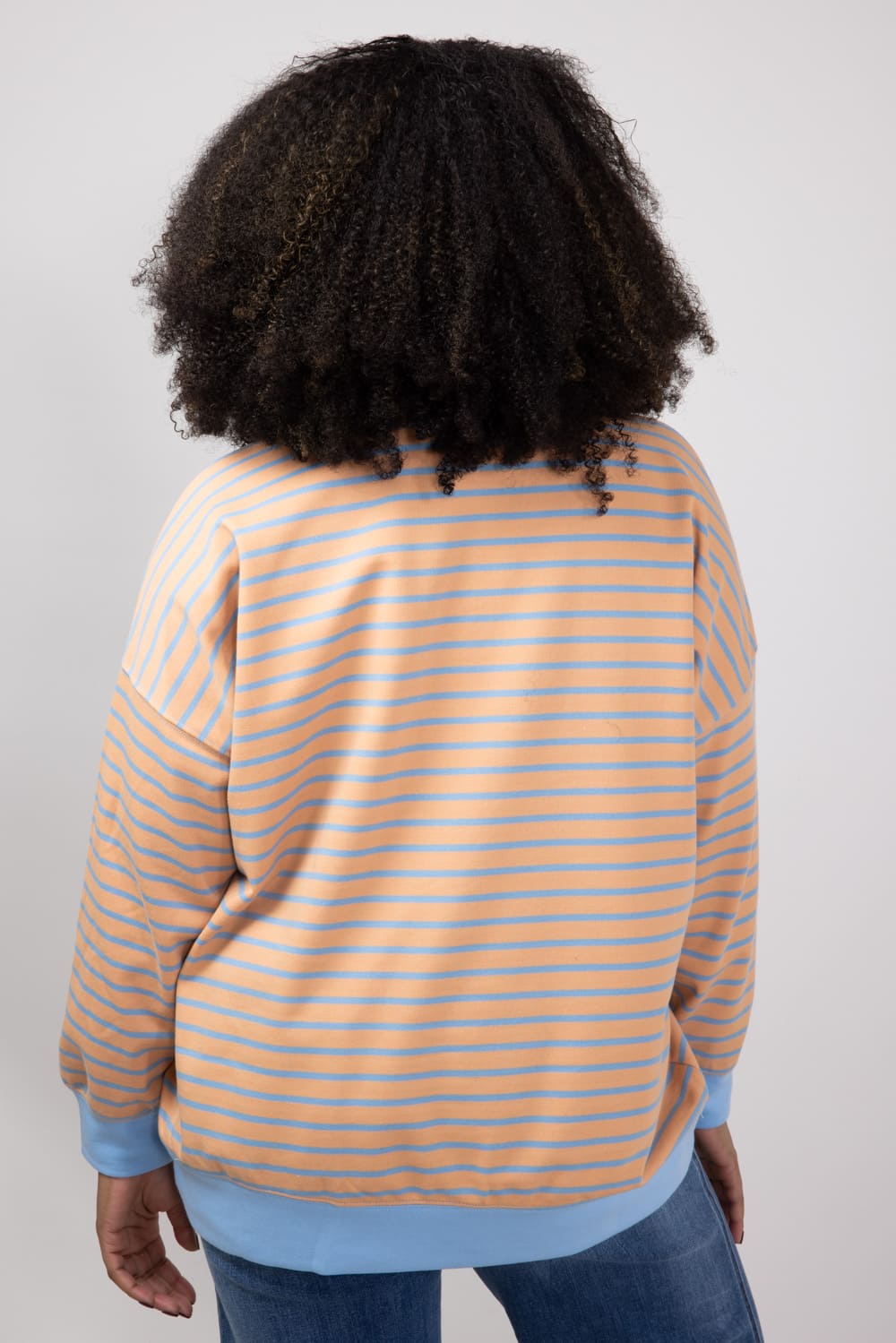 Stripe French Terry Relaxed Fit Sweatshirt for Women in Orange