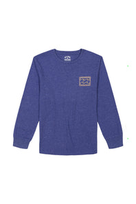 Billabong Youth Crayon Wave Square Graphic Long Sleeve T-Shirt for Boys in Deep Royal Heather