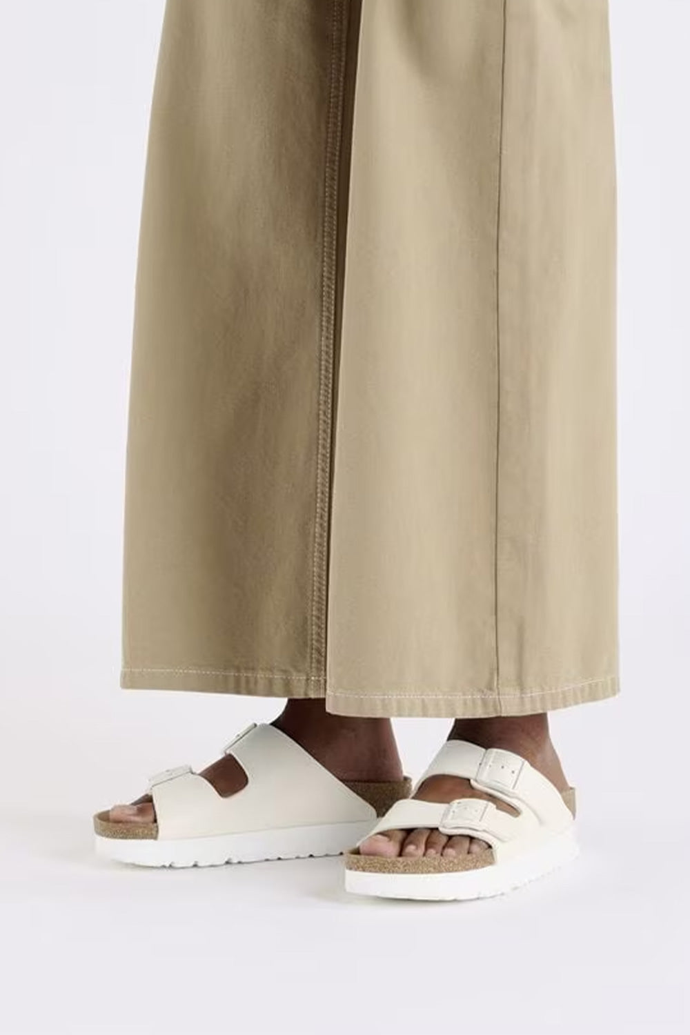 Papillio by Birkenstock Arizona Flex Platform Vegan Birko-Flor Sandals for Women in Eggshell