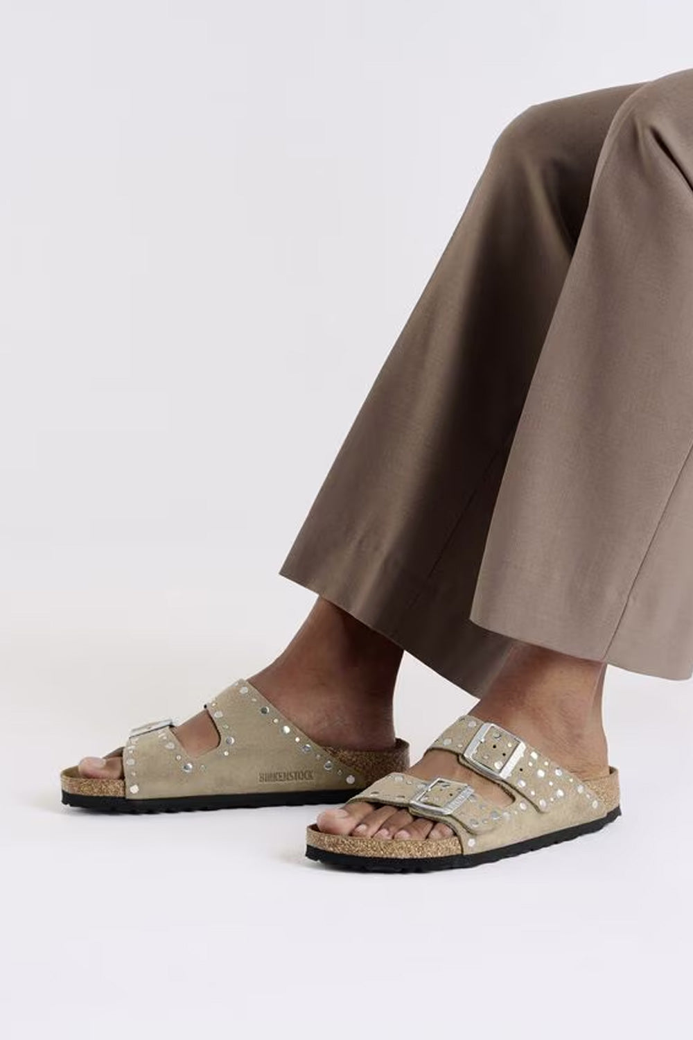 Birkenstock Arizona Rivets Suede Sandals for Women in Taupe