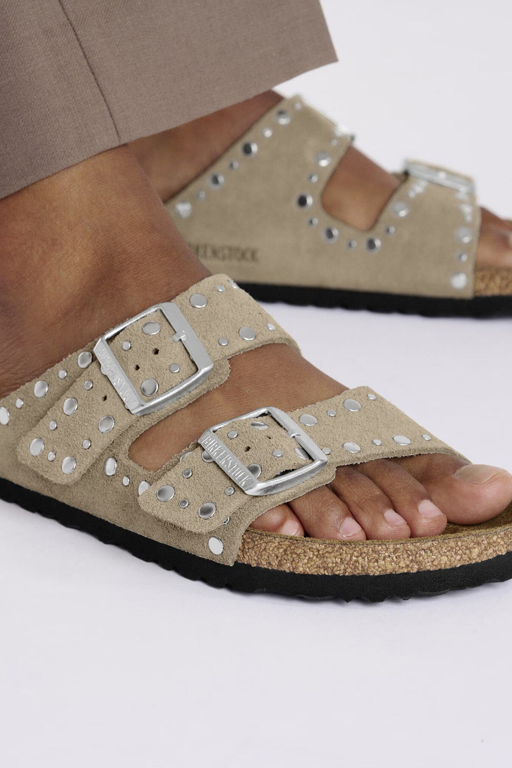 Birkenstock Arizona Rivets Suede Sandals for Women in Taupe