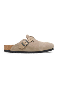 Birkenstock Boston Braided Suede Leather Clogs for Women in Taupe