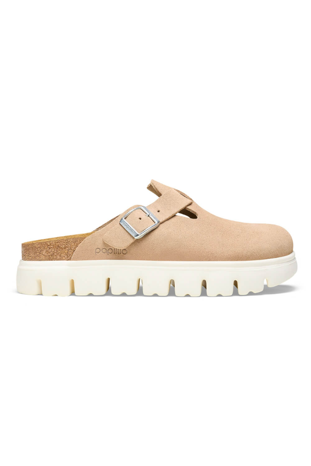 Papillo by Birkenstock Boston Chunky Suede Leather Clogs for Women in Warm Sand