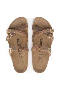 Birkenstock Franca Oiled Leather Braided Sandals for Women in Cognac
