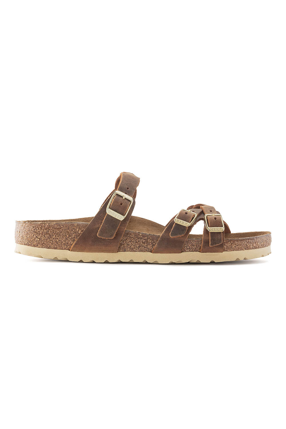 Birkenstock Franca Oiled Leather Braided Sandals for Women in Cognac
