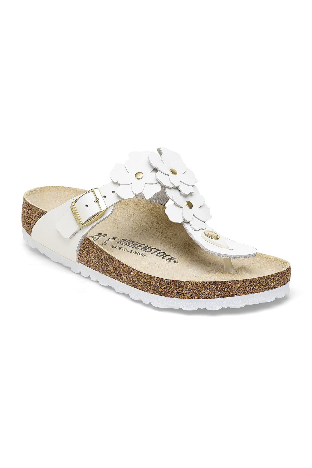 Birkenstock Gizeh Flower Leather Sandals for Women in White