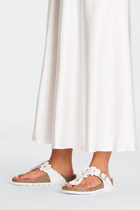 Birkenstock Gizeh Flower Leather Sandals for Women in White