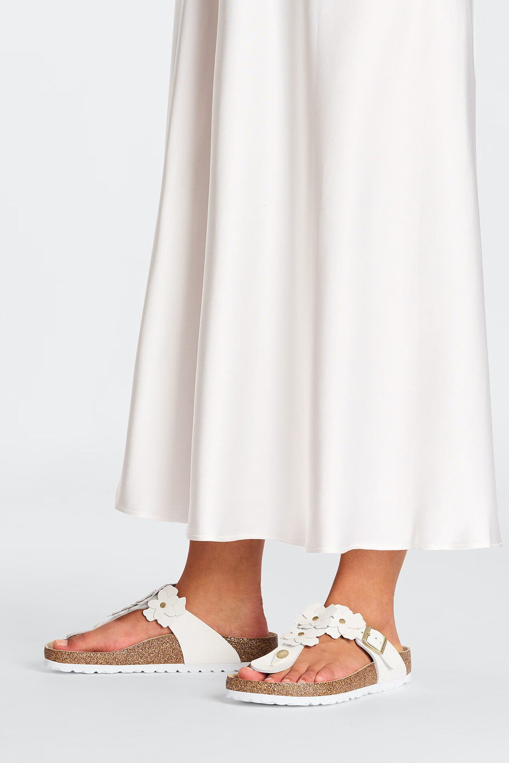 Birkenstock Gizeh Flower Leather Sandals for Women in White