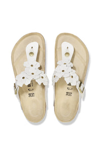 Birkenstock Gizeh Flower Leather Sandals for Women in White